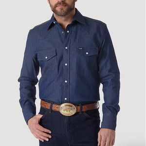 Wrangler Cowboy Cut Long Sleeve Western Snap Solid Work Shirt